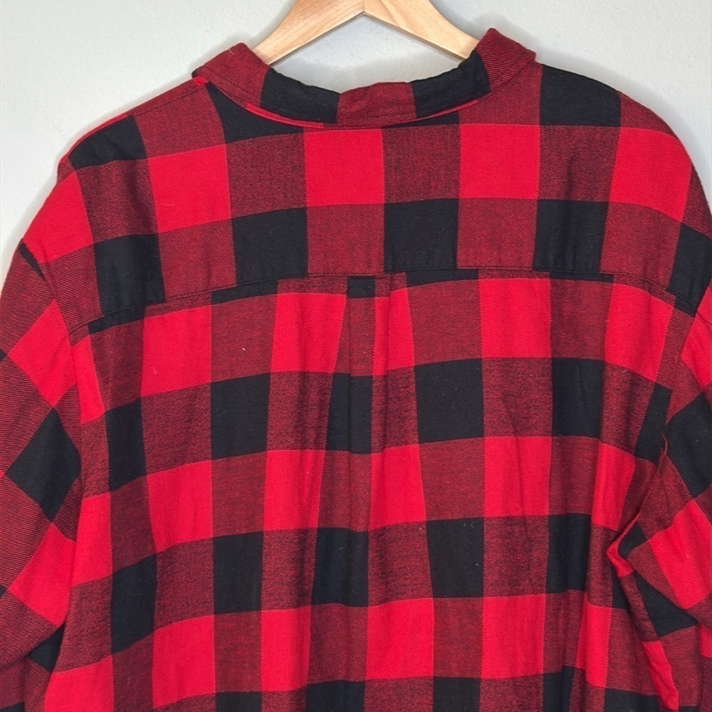GAP Flannel Boyfriend Buffalo Check Button Down Shirt in Red & Black Size XL - Picture 6 of 8